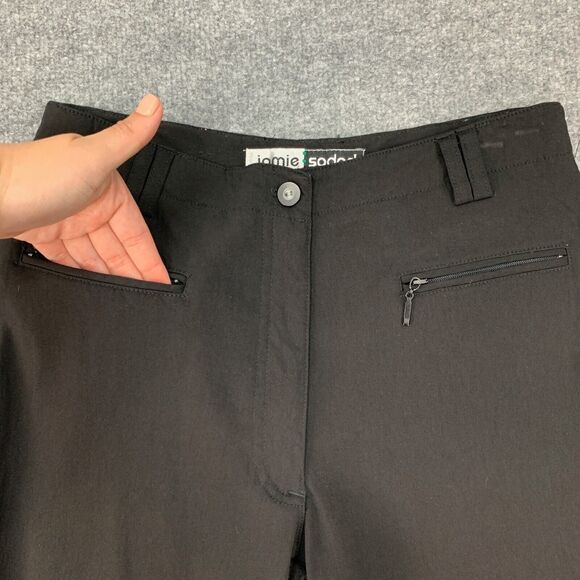 Vintage Jamie Sadock Pants Womens 2 Black Straight Ankle Zip Pockets Golf Chino - Picture 4 of 12